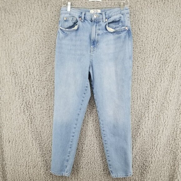Free People Jeans Womens 28 We The Free Blue High Rise 100% Cotton Mom - Picture 1 of 9
